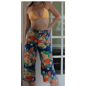 NEW Vintage Ralph Lauren Womens Pants Size Cobalt Blue Tropical Vacay Resort